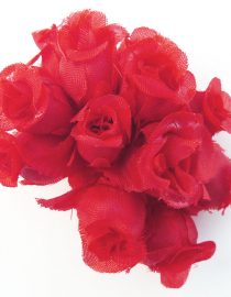 FLORES DE TELA TIPO BOTON 1120 ROJO 12PCS