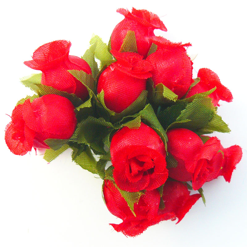 FLORES DE TELA TIPO BOTON 1120 ROJO CON HOJAS VERDE 12PCS 1 FLORES DE TELA TIPO BOTON 1120 ROJO CON HOJAS VERDE 12PCS