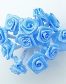 FLORES DE TELA TIPO ROCOCO 8311 CELESTE 12PCS