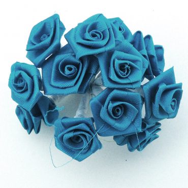 FLORES DE TELA TIPO ROCOCO 8311 TURQUEZA 12PCS