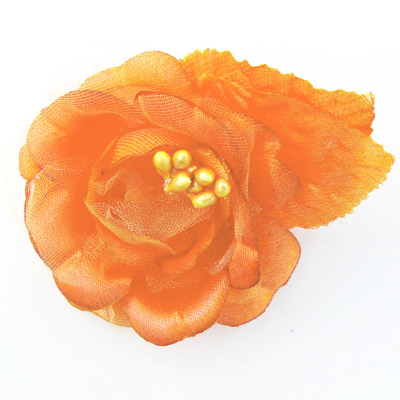 FLORES DE TELA TIPO ROSA SENCILLA 8350 NARANJA 1 FLORES DE TELA TIPO ROSA SENCILLA 8350 NARANJA