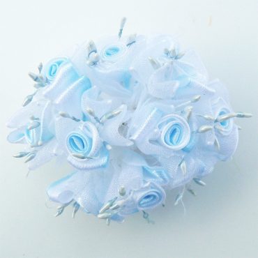 FLORES DE TELA CON PISTILOS 8371 CELESTE 10PCS