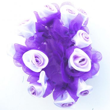 FLORES DE TELA CON CINTA SATIN 8356 MORADO 12PCS
