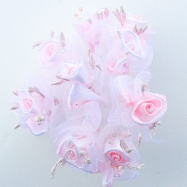 FLORES DE TELA CON PISTILOS 8371 ROSADO 10PCS