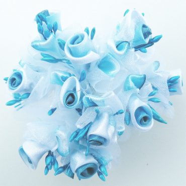 FLORES DE TELA CON PISTILOS 8371 TURQUEZA 10PCS