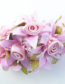 FLORES DE CINTA DE SATIN 8385 ROSADO 9PCS