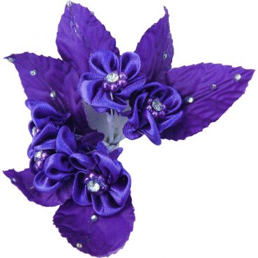 FLORES CON RHINESTONES 8391 MORADO 6PCS