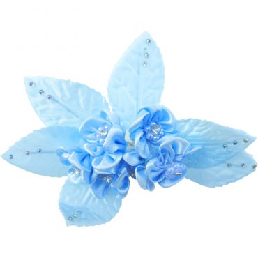 FLORES CON RHINESTONES 8391 CELESTE 6PCS