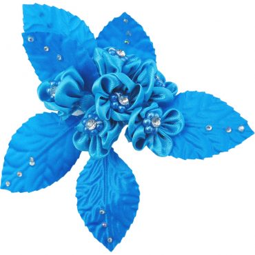 FLORES CON RHINESTONES 8391 TURQUEZA 6PCS