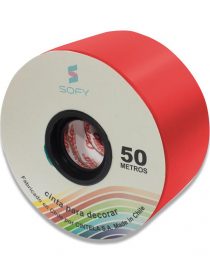 CINTA DE PAPEL SOFY 2pulgadas 50MTS ROLLO ROJO