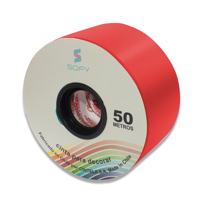 CINTA DE PAPEL SOFY 2pulgadas 50MTS ROLLO ROJO 1 CINTA DE PAPEL SOFY 2pulgadas 50MTS ROLLO ROJO