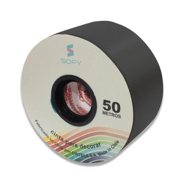 CINTA DE PAPEL SOFY 2pulgadas 50MTS ROLLO NEGRO