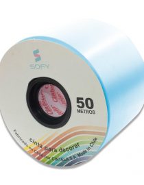 CINTA DE PAPEL SOFY 3pulgadas 50MTS ROLLO CELESTE