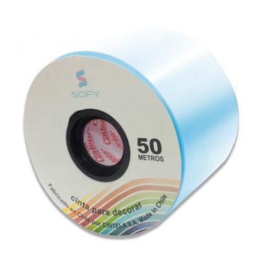 CINTA DE PAPEL SOFY 3pulgadas 50MTS ROLLO CELESTE
