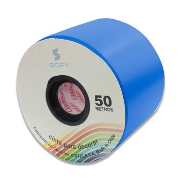 CINTA DE PAPEL SOFY 3pulgadas 50MTS ROLLO AZUL