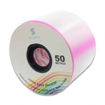 CINTA DE PAPEL SOFY 3pulgadas 50MTS ROLLO ROSADO