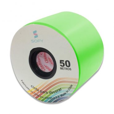 CINTA DE PAPEL SOFY 3pulgadas 50MTS ROLLO VERDE FRUTA