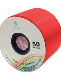 CINTA DE PAPEL SOFY 3pulgadas 50MTS ROLLO ROJO