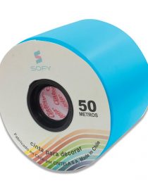 CINTA DE PAPEL SOFY 3pulgadas 50MTS ROLLO TURQUEZA