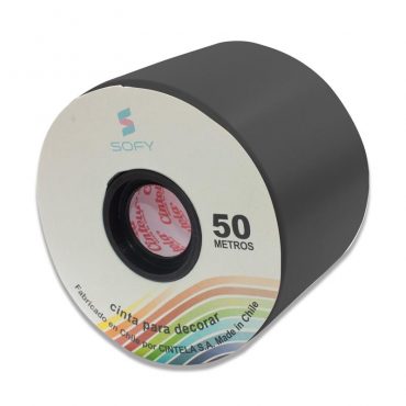 CINTA DE PAPEL SOFY 3pulgadas 50MTS ROLLO NEGRO