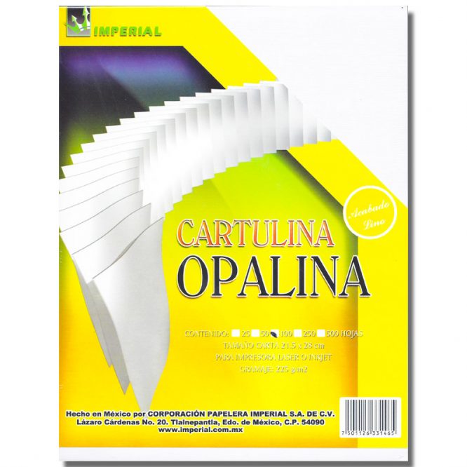 CARTULINA OPALINA 8.5X11