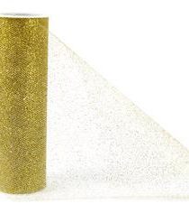 TULLE ESCARCHADO 6"X25YDS ROLLO DORADO