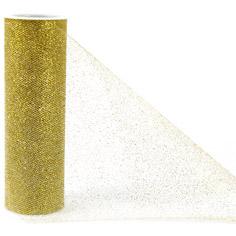 TULLE ESCARCHADO 6"X25YDS ROLLO DORADO