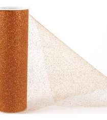TULLE ESCARCHADO 6"X25YDS ROLLO NARANJA