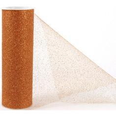 TULLE ESCARCHADO 6"X25YDS ROLLO NARANJA