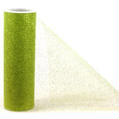 TULLE ESCARCHADO 6"X25YDS ROLLO VERDE CANA