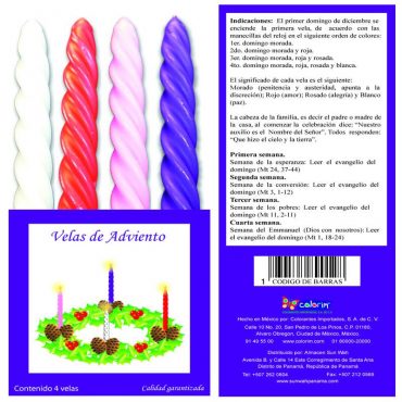 VELA ADVIENTO 4 COLORES COLORIM