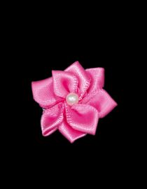 FLORES DE CINTA DE SATIN 8001 3CM ROSADO FUERTE