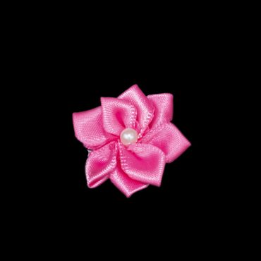 FLORES DE CINTA DE SATIN 8001 3CM ROSADO FUERTE