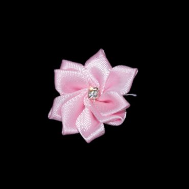 FLORES DE CINTA DE SATIN 8001 3CM ROSADO PASTEL