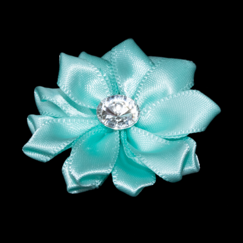 FLORES DE CINTA SATIN 4CM 8004 AQUA 1 FLORES DE CINTA SATIN 4CM 8004 AQUA