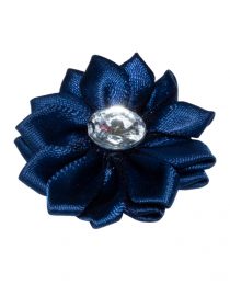 FLORES DE CINTA SATIN 4CM 8004 AZUL MARINO