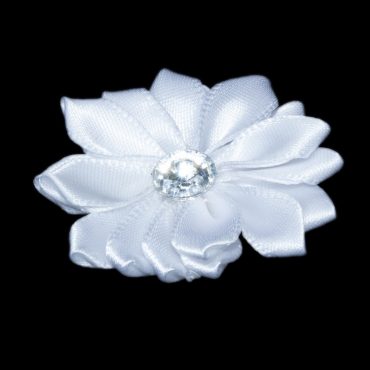 FLORES DE CINTA SATIN 4CM 8004 BLANCO