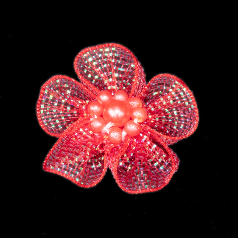 FLORES DE TULLE 3CM 8014 ROJO 1 FLORES DE TULLE 3CM 8014 ROJO